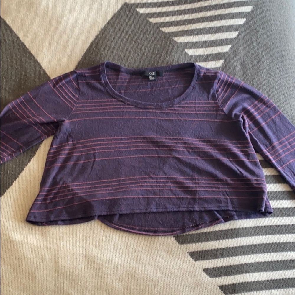Long sleeve purple & Pink forever 21 crop top